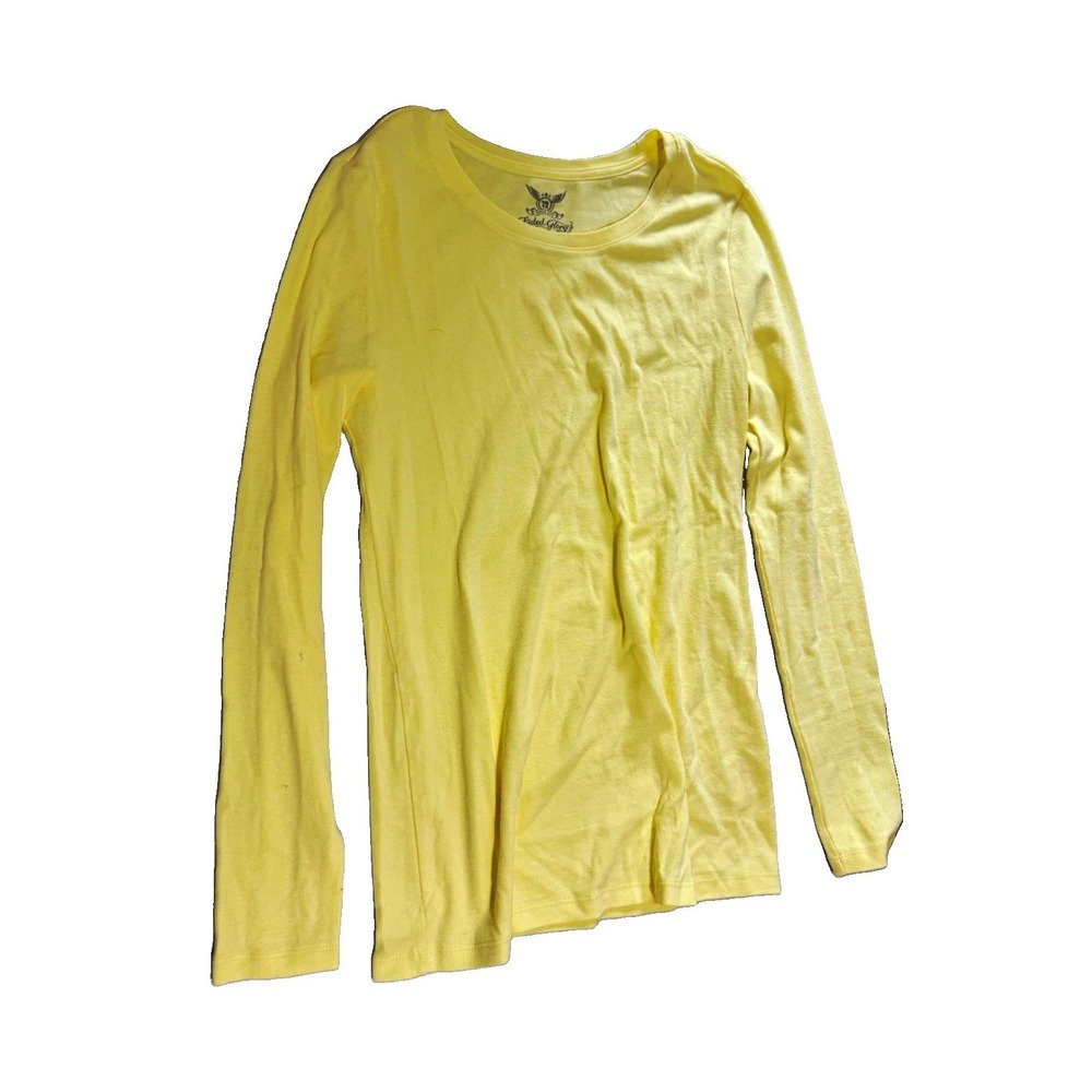 Faded Glory Girls Yellow Solid Long Sleeve Crew Neck T-Shirt Cotton/Spandex M